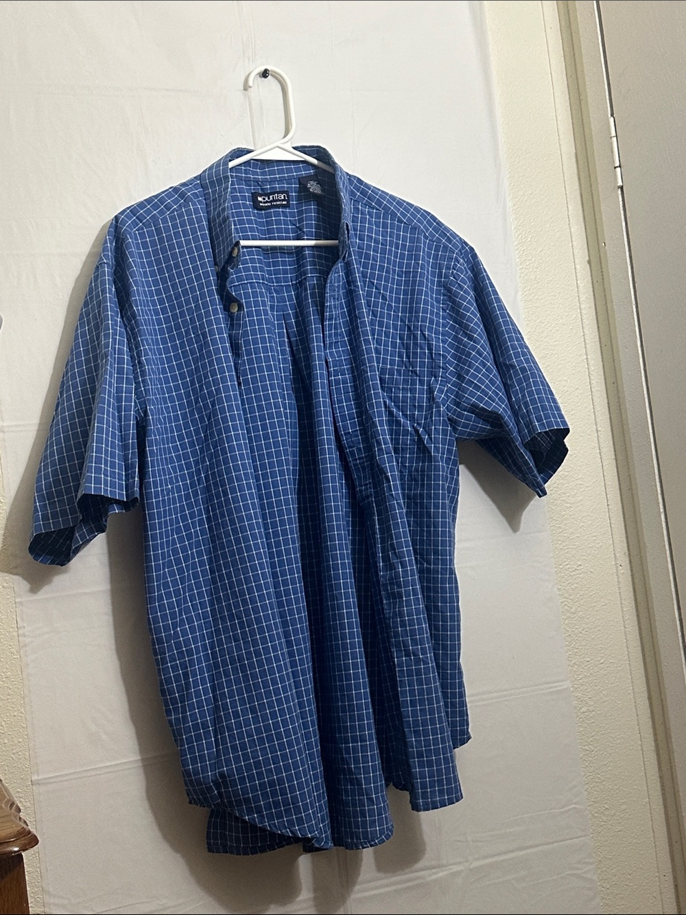 Puritan Blue Plaid Casual Men's Shirt